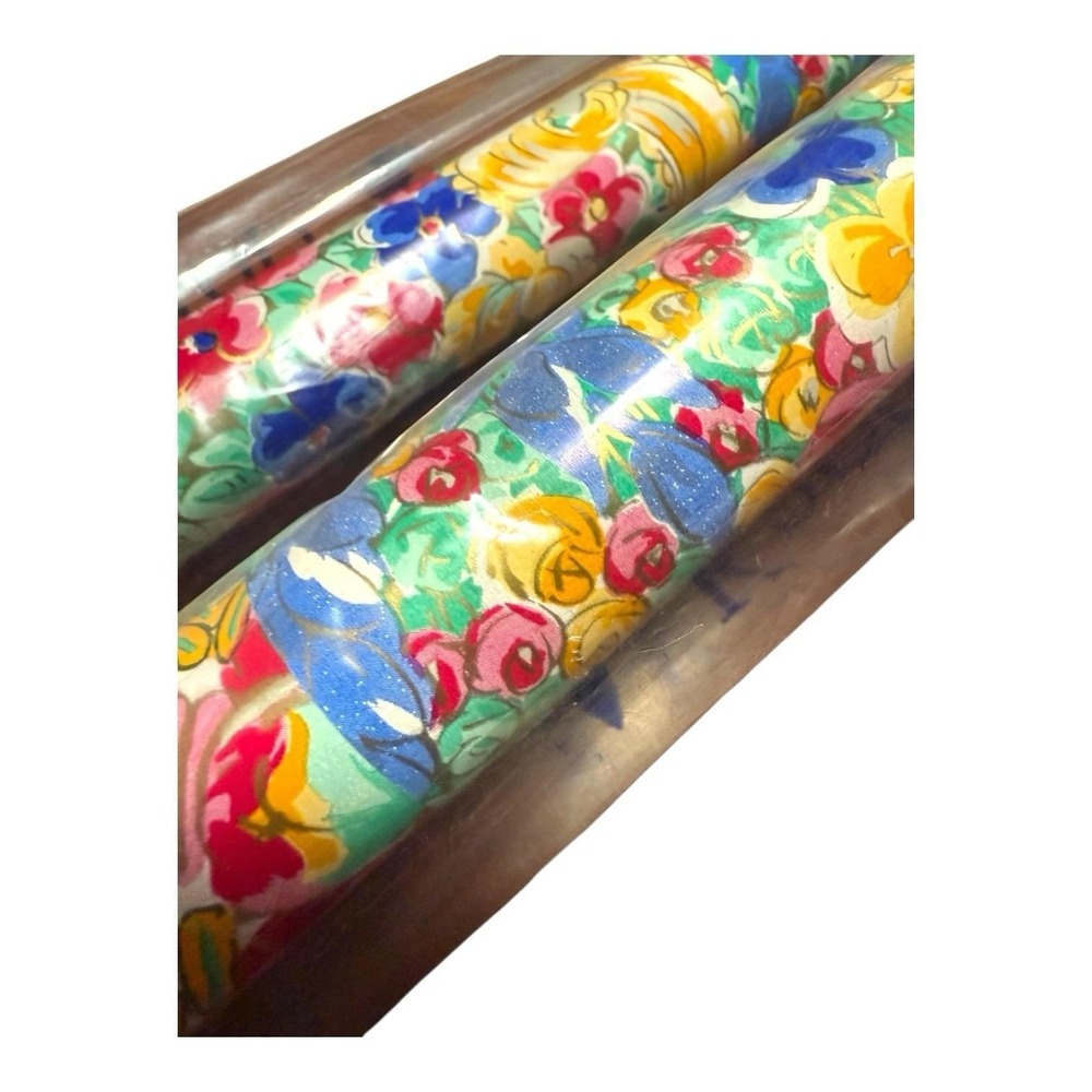 VTG 70s Cottage Core Shabby Chic Whimsical Floral Pastel Gift Wrap Paper LOT 2